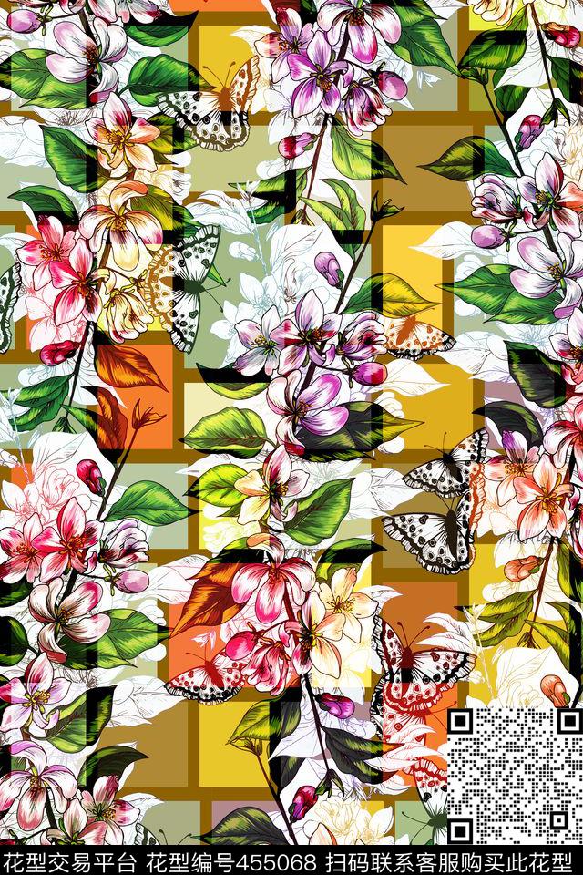大牌桃花花卉数码印花华亿平台下载（图片编号: 455068） - 瓦栏（Walan）
