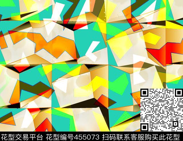 多边形七巧板彩色迷彩数码印花华亿平台下载（图片编号: 455073） - 瓦栏（Walan）