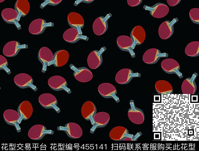 趣味潮流球拍运动风数码印花华亿平台下载（图片编号: 455141） - 瓦栏（Walan）