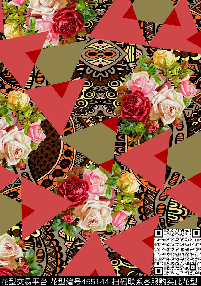 民族风潮流大牌Annasui风格传统花纹数码印花华亿平台下载（图片编号: 455144） - 瓦栏（Walan）