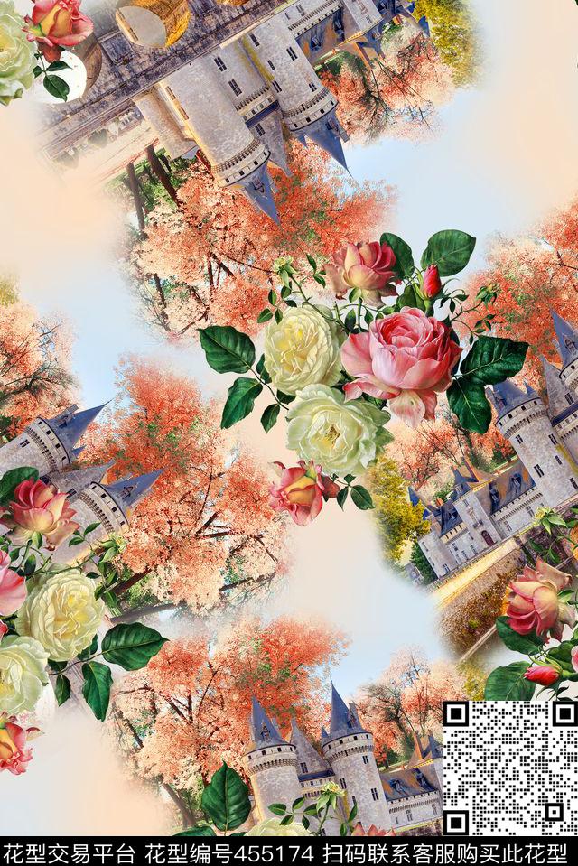 建筑风景油画花卉花卉数码印花华亿平台下载（图片编号: 455174） - 瓦栏（Walan）