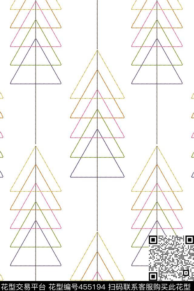 小清新创意彩色线段几何三角时尚潮流数码印花华亿平台下载（图片编号: 455194） - 瓦栏（Walan）