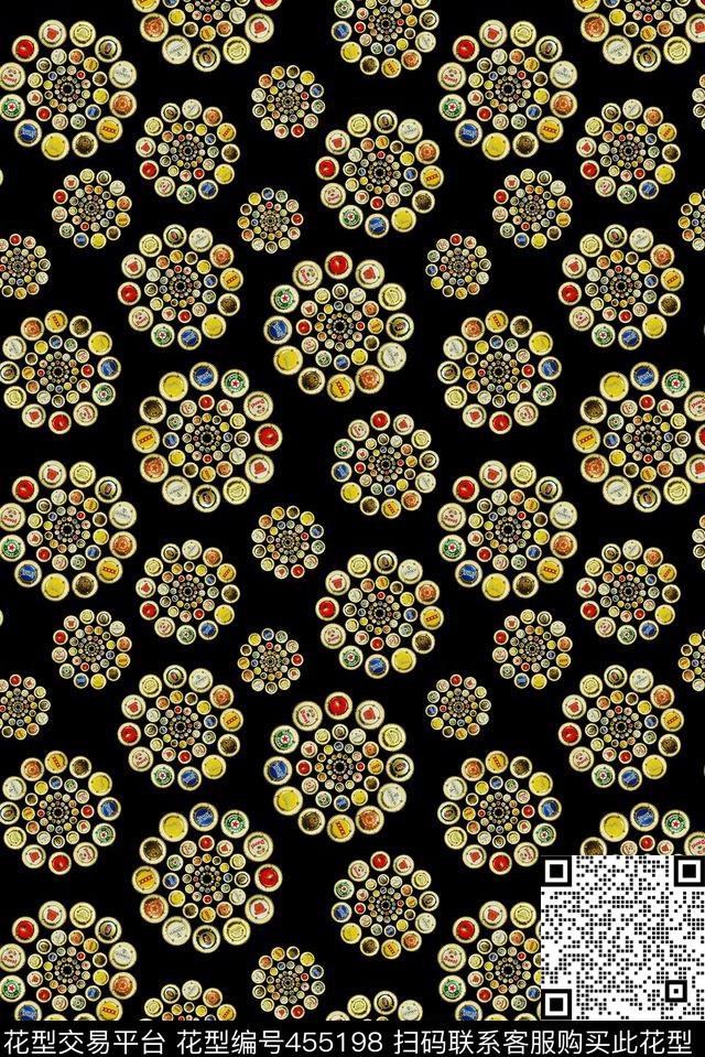 小清新啤酒瓶盖时尚数码印花华亿平台下载（图片编号: 455198） - 瓦栏（Walan）