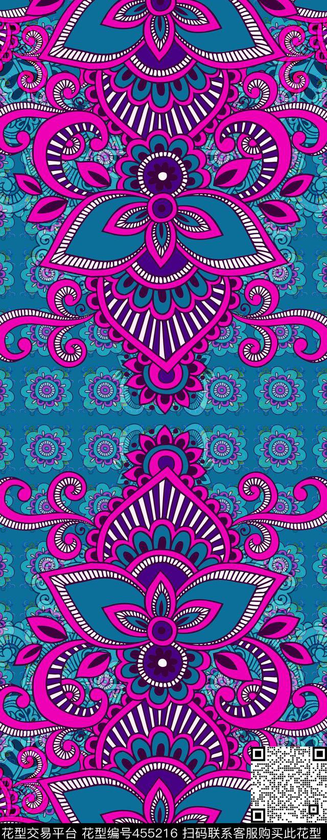 二方连续复古佩斯利传统印花华亿平台下载（图片编号: 455216） - 瓦栏（Walan）