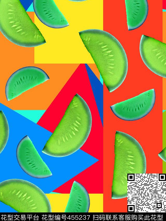 几何色块水果自然风传统印花华亿平台下载（图片编号: 455237） - 瓦栏（Walan）