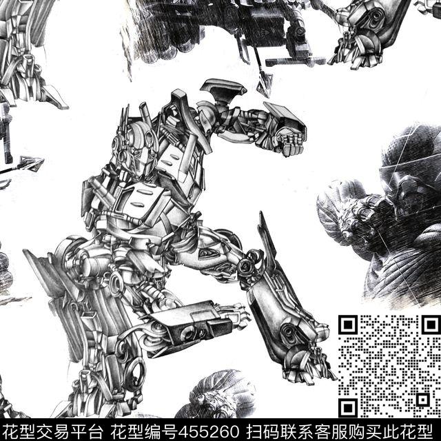 复古素描机器传统印花华亿平台下载（图片编号: 455260） - 瓦栏（Walan）