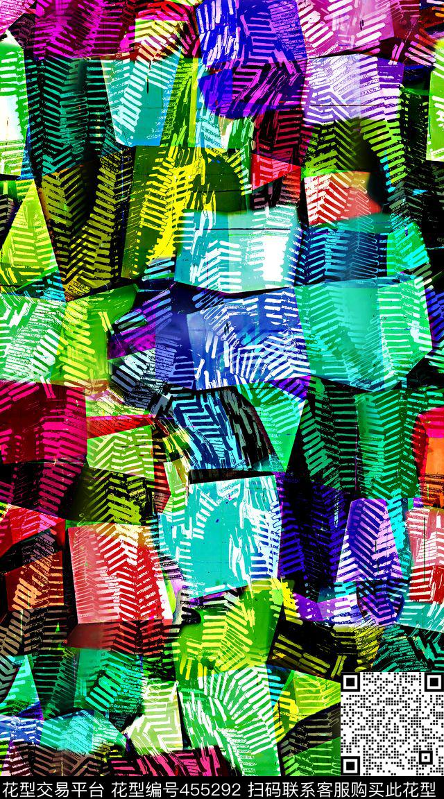 创意几何立体数码印花华亿平台下载（图片编号: 455292） - 瓦栏（Walan）