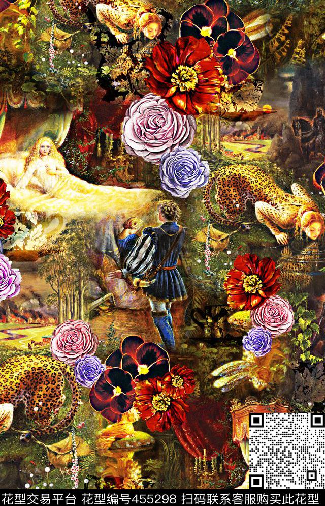 创意服装花卉数码印花华亿平台下载（图片编号: 455298） - 瓦栏（Walan）