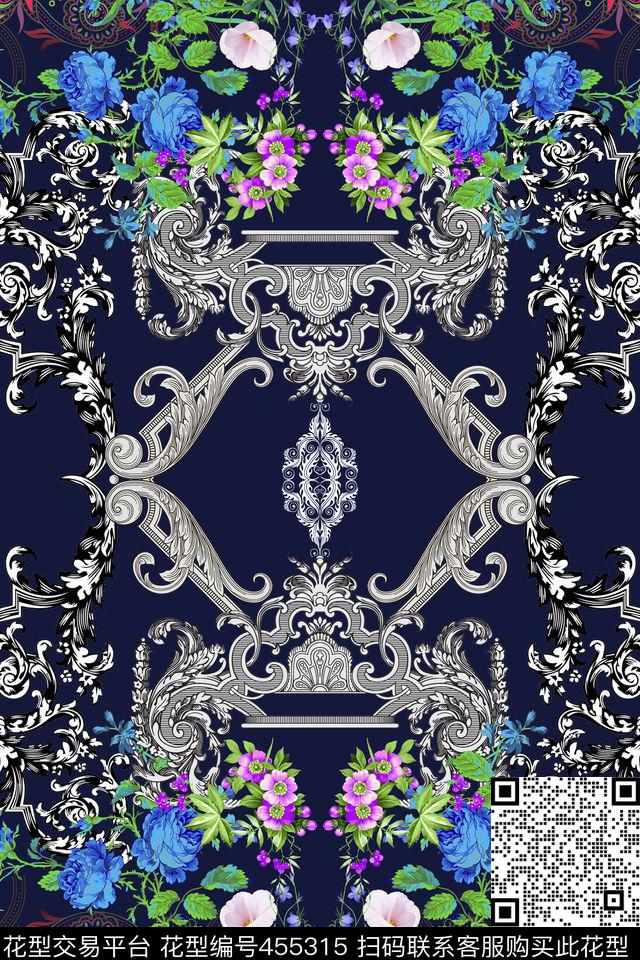 欧式花卉植物数码印花华亿平台下载（图片编号: 455315） - 瓦栏（Walan）