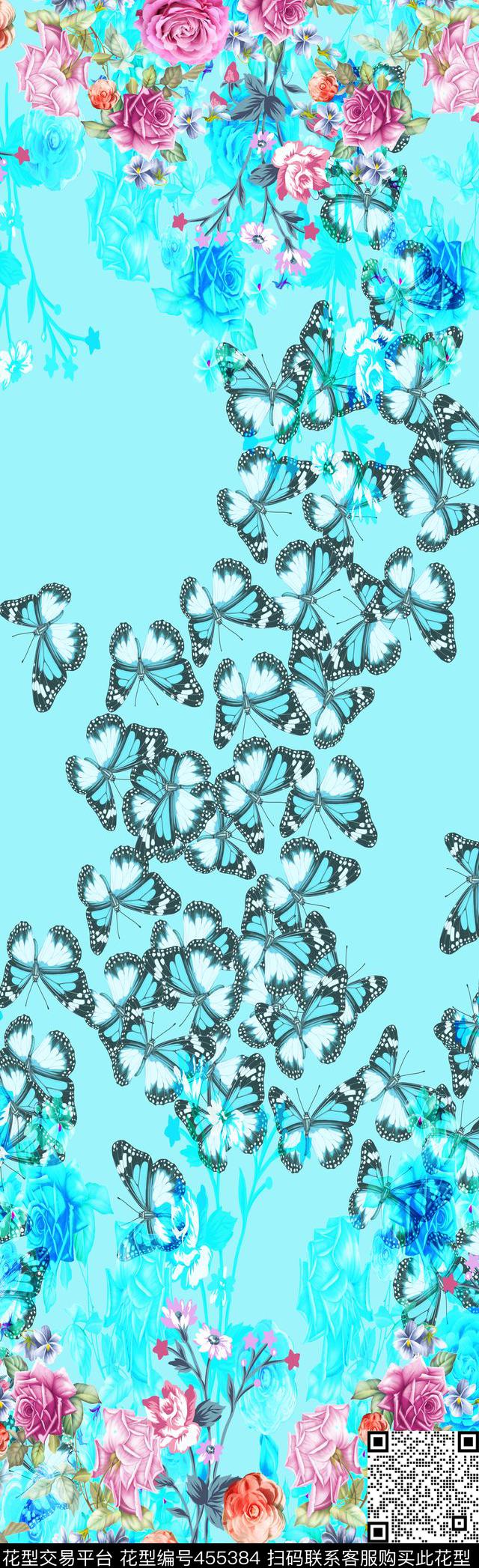 长方丝巾家禽鸟兽花鸟植物数码印花华亿平台下载（图片编号: 455384） - 瓦栏（Walan）