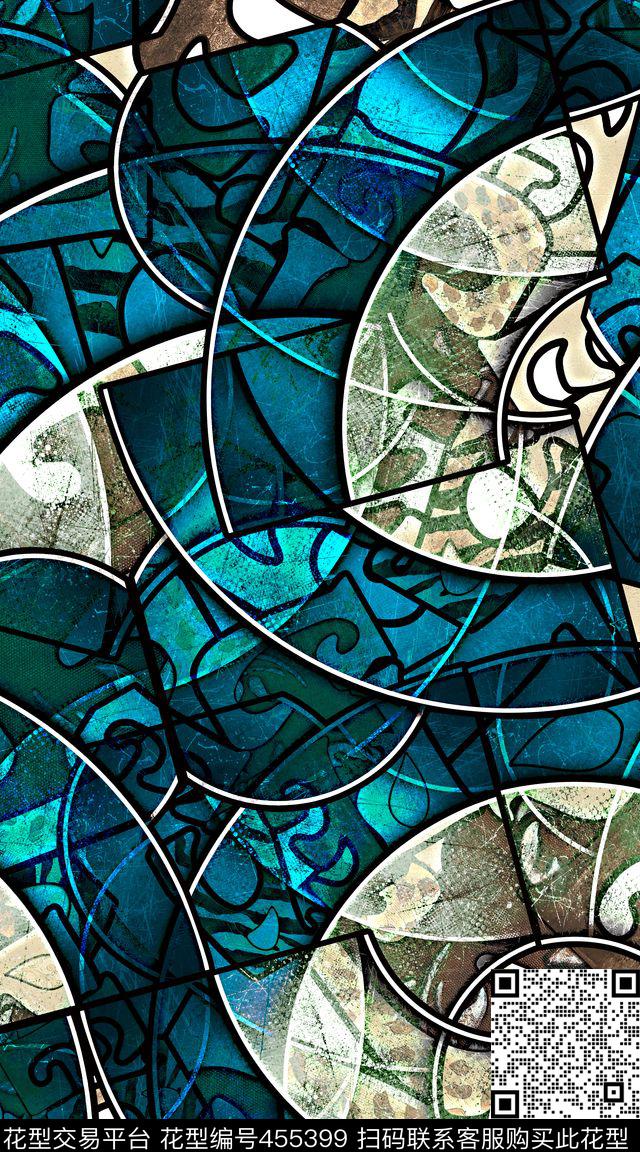 抽象字母玻璃数码印花华亿平台下载（图片编号: 455399） - 瓦栏（Walan）