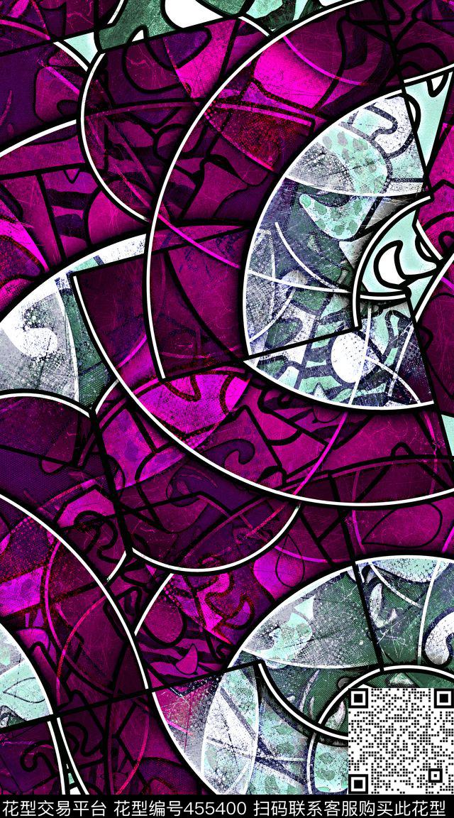 抽象字母玻璃数码印花华亿平台下载（图片编号: 455400） - 瓦栏（Walan）