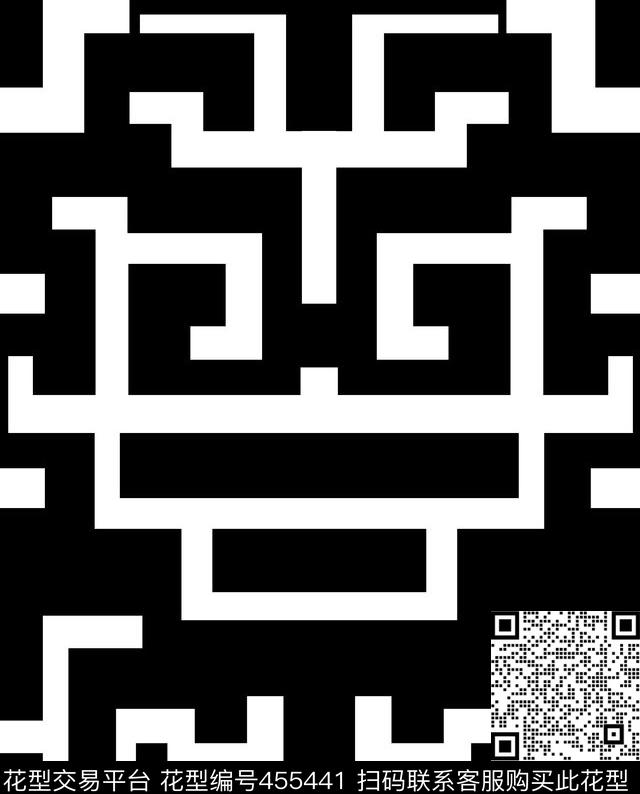 面料格条黑白传统印花华亿平台下载（图片编号: 455441） - 瓦栏（Walan）