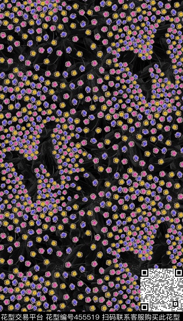 翅膀底纹镂空蝴蝶玫瑰花数码印花华亿平台下载（图片编号: 455519） - 瓦栏（Walan）