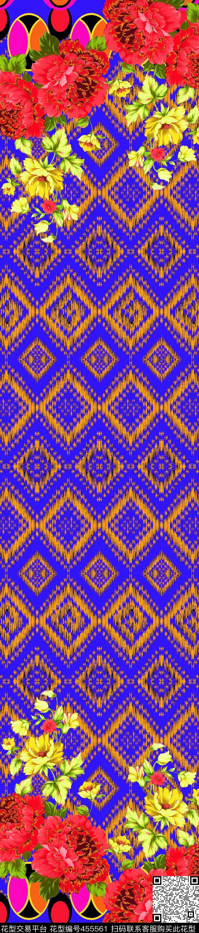 传统印花花卉几何几何传统印花华亿平台下载（图片编号: 455561） - 瓦栏（Walan）