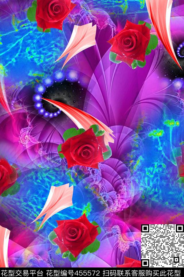 服装花朵花卉数码印花华亿平台下载（图片编号: 455572） - 瓦栏（Walan）