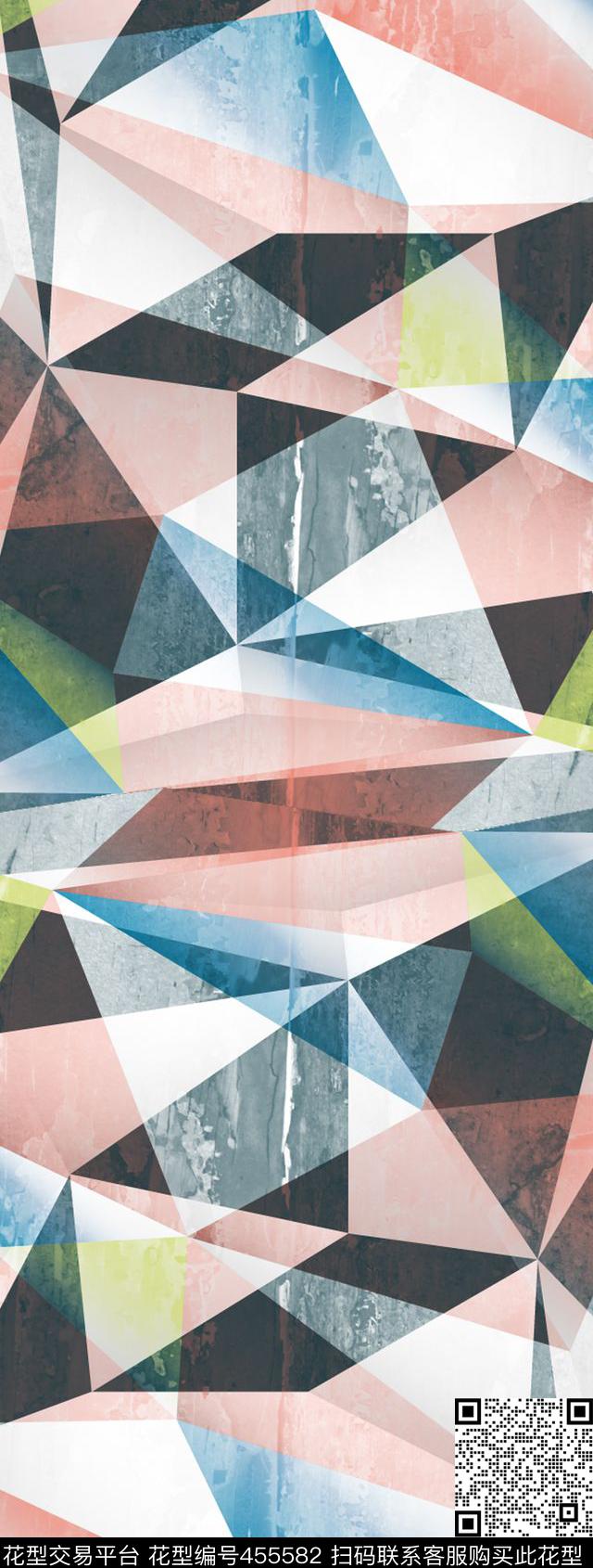 几何抽象渐变数码印花华亿平台下载（图片编号: 455582） - 瓦栏（Walan）