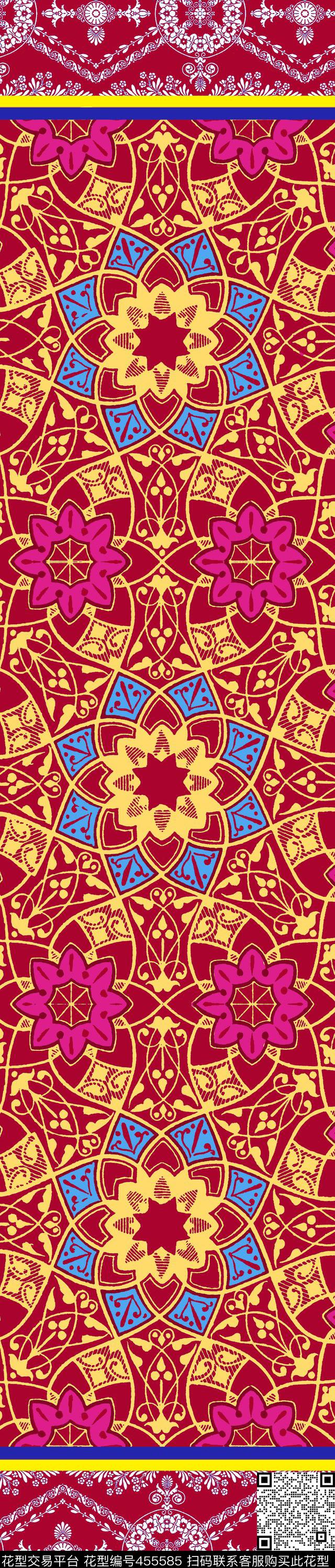 传统印花民族几何双边定位印花传统印花华亿平台下载（图片编号: 455585） - 瓦栏（Walan）
