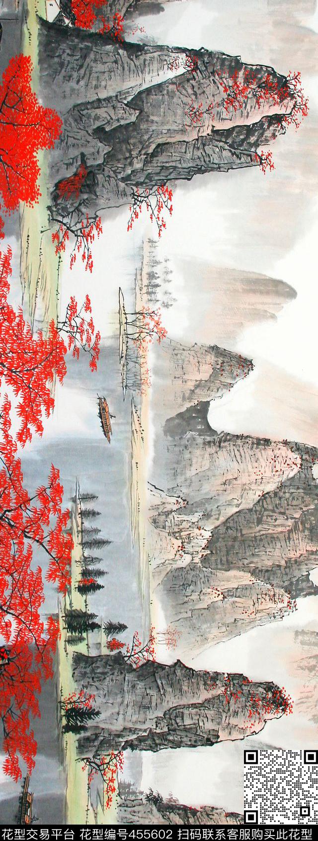 中国风桂林山水风景数码印花华亿平台下载（图片编号: 455602） - 瓦栏（Walan）