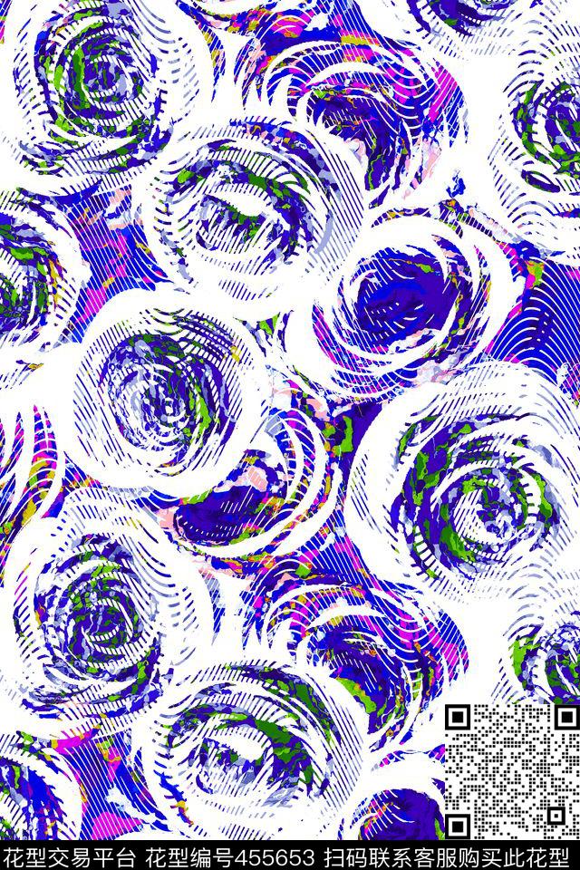 简约网纹花卉数码印花华亿平台下载（图片编号: 455653） - 瓦栏（Walan）