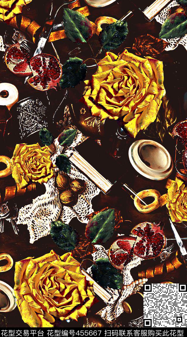 油画花卉水果数码印花华亿平台下载（图片编号: 455667） - 瓦栏（Walan）