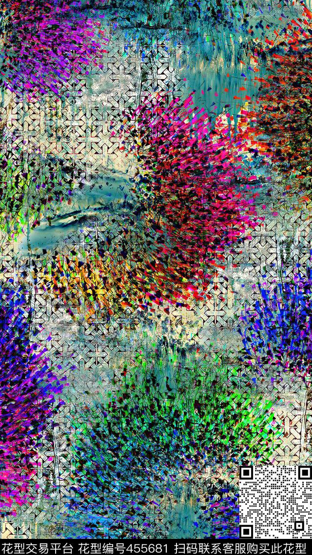 抽象渐变前卫数码印花华亿平台下载（图片编号: 455681） - 瓦栏（Walan）