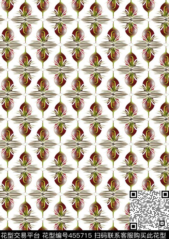 复古田园清晰书植物几何现代数码印花华亿平台下载（图片编号: 455715） - 瓦栏（Walan）