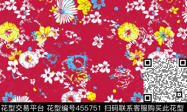 现代花朵田园数码印花华亿平台下载（图片编号: 455751） - 瓦栏（Walan）