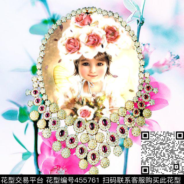 MAX-珠宝花卉欧美油画头像珠宝数码印花华亿平台下载（图片编号: 455761） - 瓦栏（Walan）