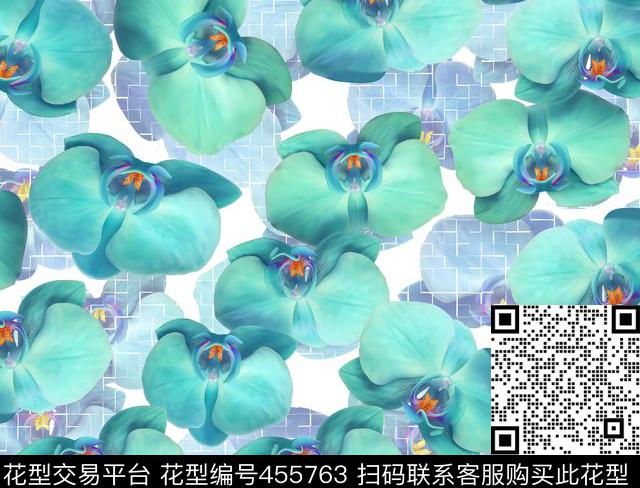 花卉兰花流行时尚数码印花华亿平台下载（图片编号: 455763） - 瓦栏（Walan）
