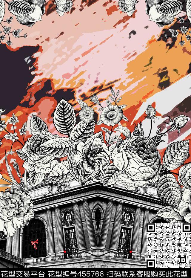 流行时尚时尚大牌建筑数码印花华亿平台下载（图片编号: 455766） - 瓦栏（Walan）