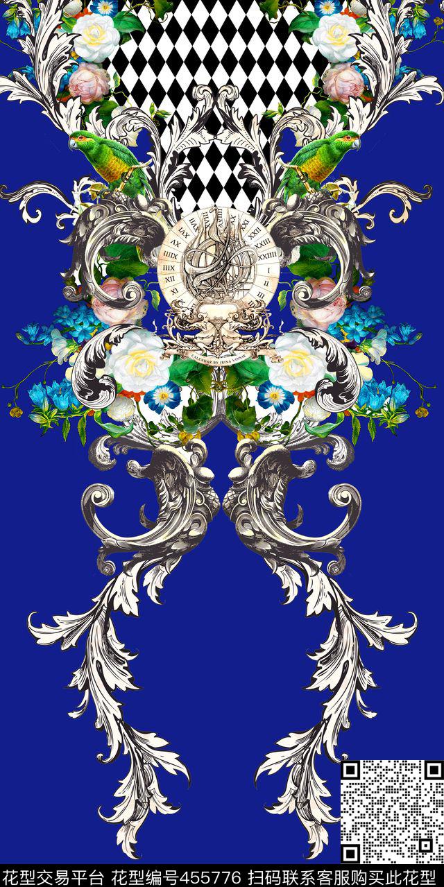时尚欧式花纹花卉数码印花华亿平台下载（图片编号: 455776） - 瓦栏（Walan）