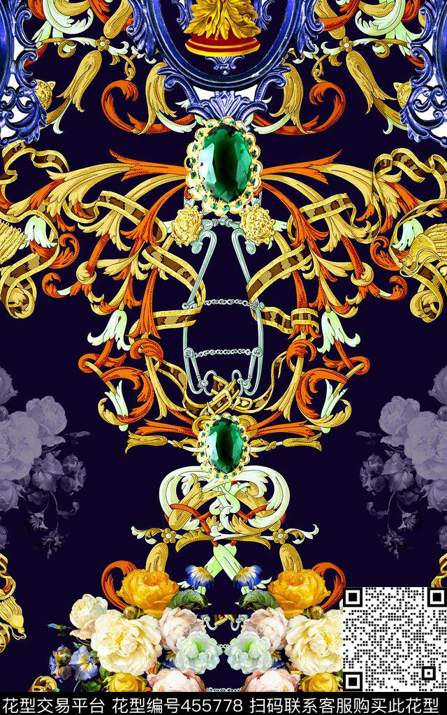 欧式花纹相框数码印花华亿平台下载（图片编号: 455778） - 瓦栏（Walan）