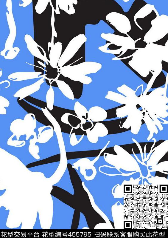 时尚时尚花卉数码印花华亿平台下载（图片编号: 455795） - 瓦栏（Walan）
