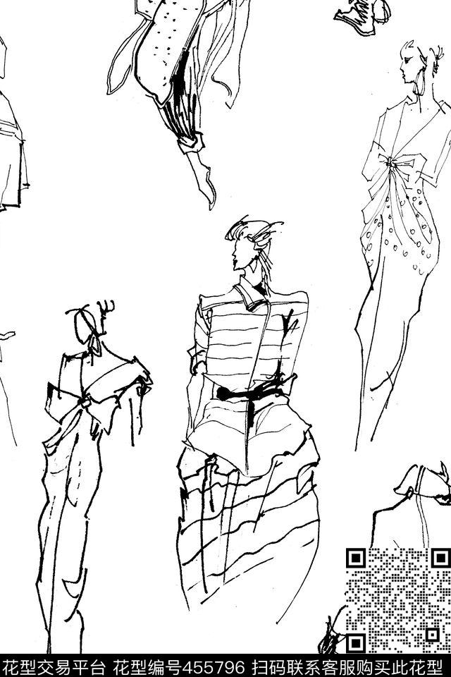 抽象大牌服装传统印花华亿平台下载（图片编号: 455796） - 瓦栏（Walan）