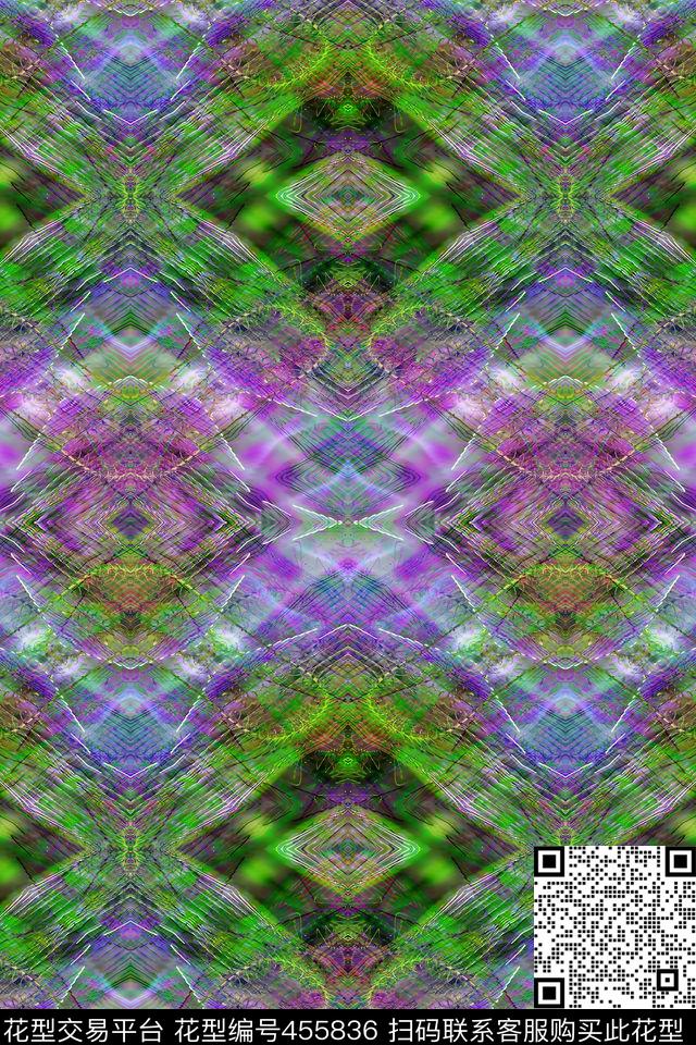 对称民族抽象数码印花华亿平台下载（图片编号: 455836） - 瓦栏（Walan）