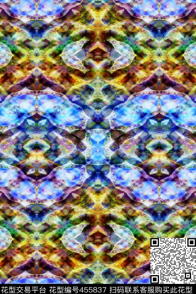 对称抽象民族数码印花华亿平台下载（图片编号: 455837） - 瓦栏（Walan）