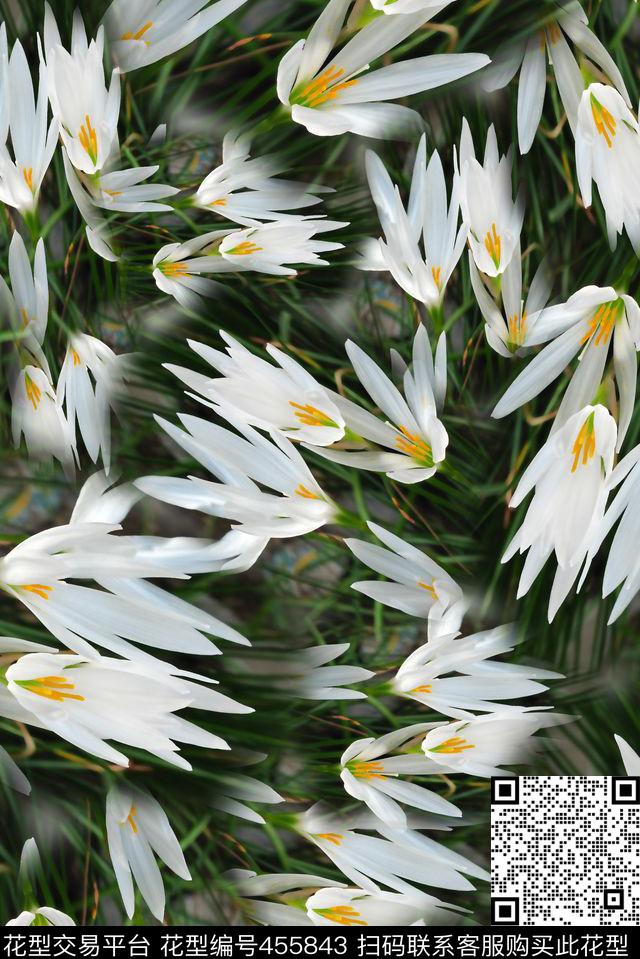 抽象花卉花朵数码印花华亿平台下载（图片编号: 455843） - 瓦栏（Walan）