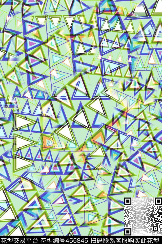 抽象几何花纹数码印花华亿平台下载（图片编号: 455845） - 瓦栏（Walan）