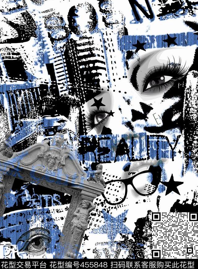 时尚城市剪影传统印花华亿平台下载（图片编号: 455848） - 瓦栏（Walan）