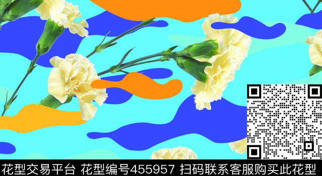 迷彩花朵组合风数码印花华亿平台下载（图片编号: 455957） - 瓦栏（Walan）