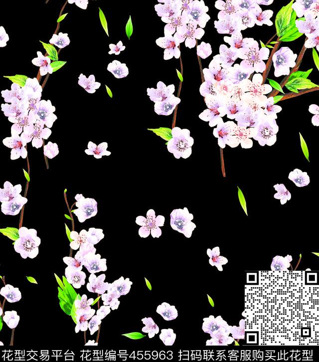 紫色桃花紫色花数码印花华亿平台下载（图片编号: 455963） - 瓦栏（Walan）