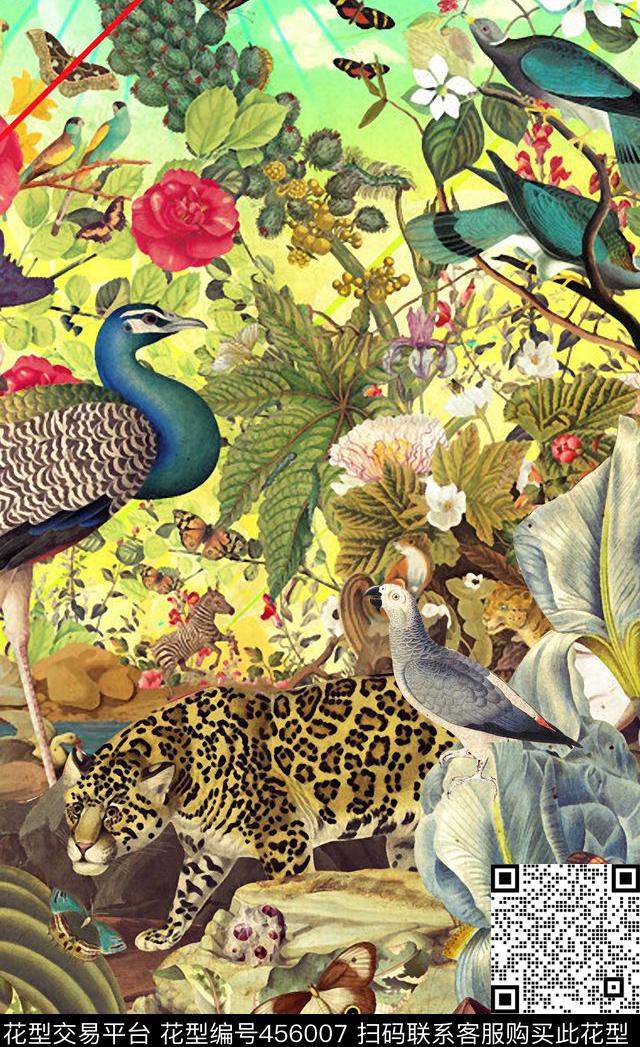 豹子定位插画动物数码印花华亿平台下载（图片编号: 456007） - 瓦栏（Walan）