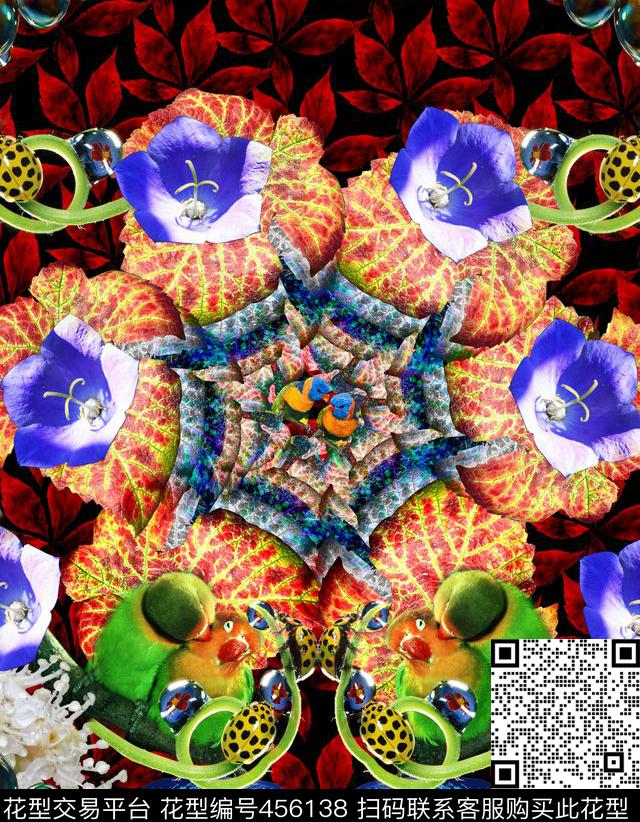 复古宫廷花卉数码印花华亿平台下载（图片编号: 456138） - 瓦栏（Walan）