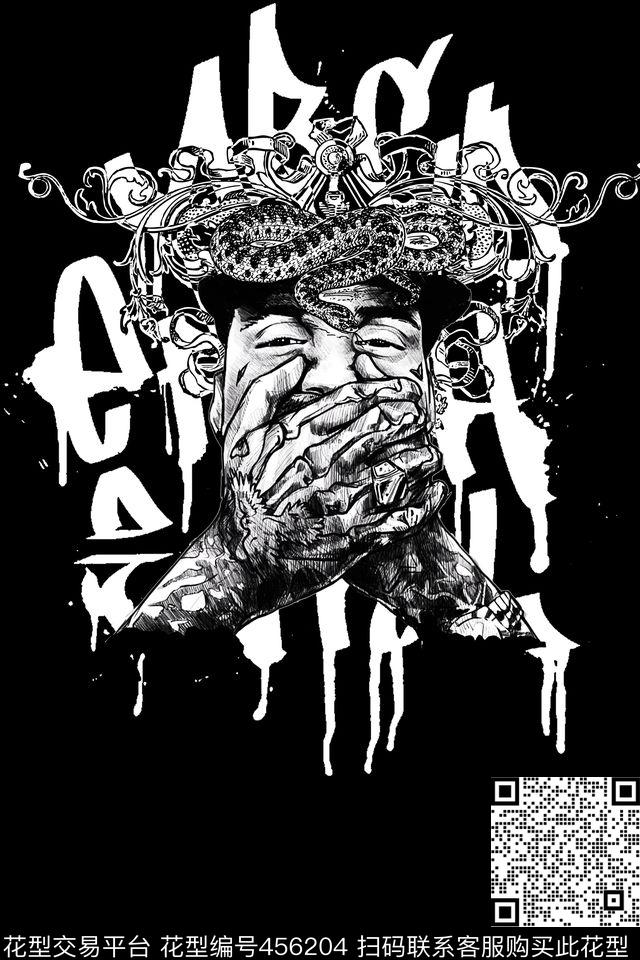 T-SHIRT黑白花纹传统印花华亿平台下载（图片编号: 456204） - 瓦栏（Walan）