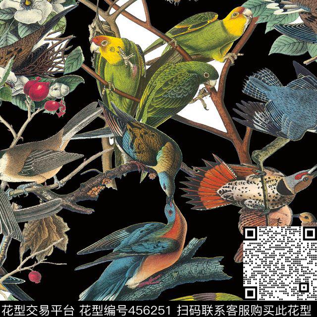 热带雨林DG小鸟树枝小鸟数码印花华亿平台下载（图片编号: 456251） - 瓦栏（Walan）