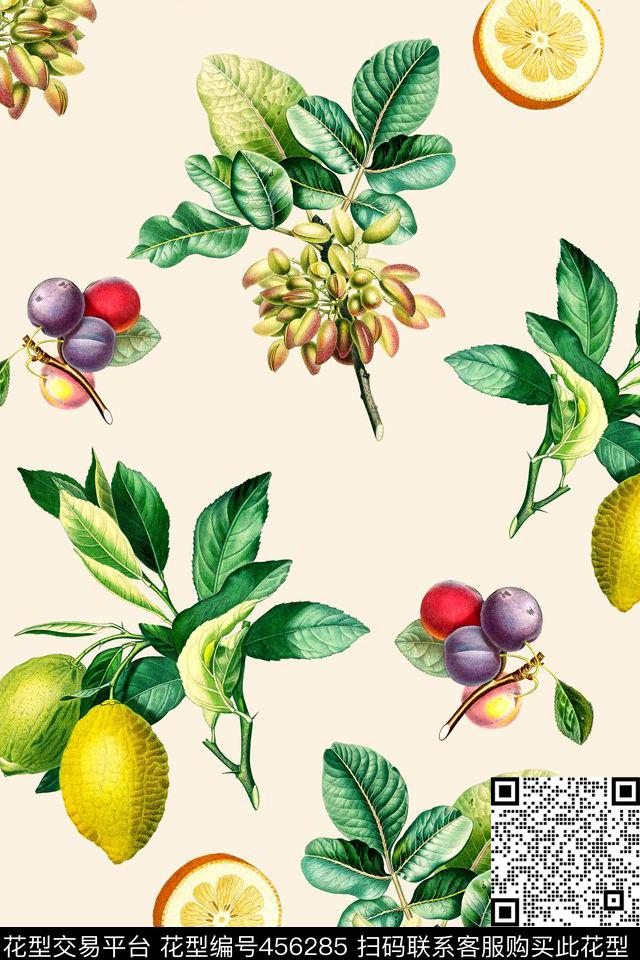 小清新手绘水果数码印花华亿平台下载（图片编号: 456285） - 瓦栏（Walan）