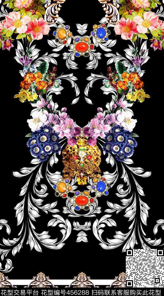 欧式花纹卷草数码印花华亿平台下载（图片编号: 456288） - 瓦栏（Walan）