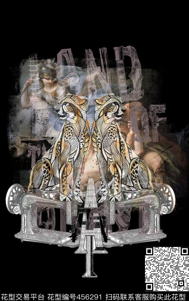 复古插画梦幻男装T恤数码印花华亿平台下载（图片编号: 456291） - 瓦栏（Walan）