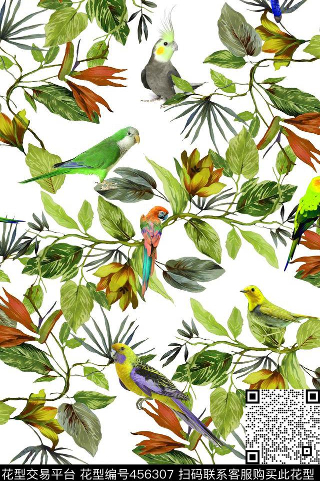 田园树枝叶子数码印花华亿平台下载（图片编号: 456307） - 瓦栏（Walan）